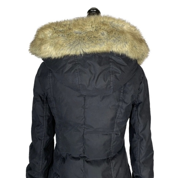 Aritzia Babaton Black Goose Down Faux Fur Hood Winter Parka Jacket - Picture 12 of 16